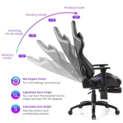 Costway Massage Gaming Chair Adjustable Reclining Racing Chair W/Headrest&Footrest GrayBlack 18 Costway Massage Gaming Chair Adjustable Reclining Racing Chair W/Headrest&Footrest GrayBlack -Costway GUEST 64334782 916d 4332 a974 032b940812b8
