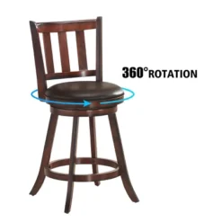 Costway Set Of 2 25'' Swivel Bar Stool Leather Padded Dining Kitchen Pub Bistro Chair High Back -Costway GUEST 64777cd8 d958 4b0b 99a4 7f86e2570f76