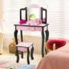 Costway Kid Vanity Set Wooden Makeup Table Stool Tri-Folding Mirror Leopard Print Pink -Costway GUEST 64a282bf 734a 4973 9436 b8bfb6b7bbe4