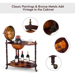 Costway Wood Globe Wine Bar Stand 34'' H 16th Century Italian Rack Liquor Bottle Shelf -Costway GUEST 64a2e981 7ede 4731 8d98 557166dbe1a5