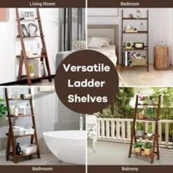 Costway 4 Tiers Bamboo Ladder Shelf Bookcase Storage Organizer Plant Flower Stand 20 Costway 4 Tiers Bamboo Ladder Shelf Bookcase Storage Organizer Plant Flower Stand -Costway GUEST 64df20b2 8819 4f9b ae1f 5855358a181e