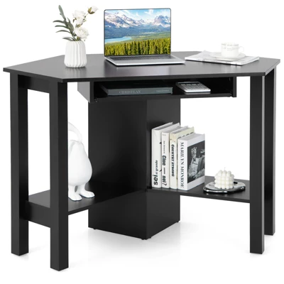 Costway Wooden Corner Desk With Drawer Computer PC Table Study Office Room Black 11 Costway Wooden Corner Desk With Drawer Computer PC Table Study Office Room Black - Image 9