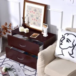 Costway 2-Drawer Dresser Horiztonal Organizer W/Handle Wood End Table Nightstand 19 Costway 2-Drawer Dresser Horiztonal Organizer W/Handle Wood End Table Nightstand -Costway GUEST 652d493a 5515 4dfd 9996 1f56444da625