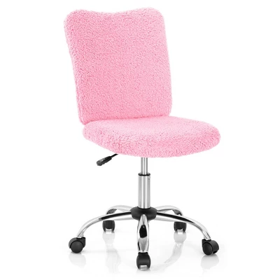 Costway Armless Faux Fur Leisure Office Chair Adjustable Swivel Task Chair 13 Costway Armless Faux Fur Leisure Office Chair Adjustable Swivel Task Chair - Image 11