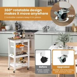 Costway Compact Kitchen Island Cart Rolling Service Trolley With Stainless Steel Top Basket 16 Costway Compact Kitchen Island Cart Rolling Service Trolley With Stainless Steel Top Basket -Costway GUEST 65c0c9bb 50c6 4b23 bffd 4f1388a1e634 1