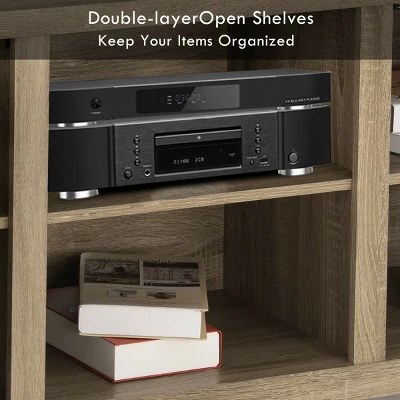 Costway Rustic TV Stand Entertainment Center Farmhouse Console Storage Wood Cabinet 9 Costway Rustic TV Stand Entertainment Center Farmhouse Console Storage Wood Cabinet - Image 7