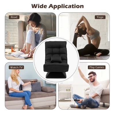 Costway 360° Swivel Floor Chair 5-Level Adjustable Lazy Chair W/ Massage Pillow GreyBlackBrown 8 Costway 360° Swivel Floor Chair 5-Level Adjustable Lazy Chair W/ Massage Pillow GreyBlackBrown - Image 6