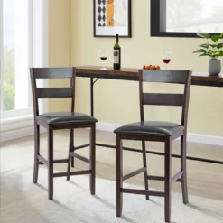 Costway 4-Pieces Bar Stools Counter Height Chairs W/ PU Leather Seat Espresso