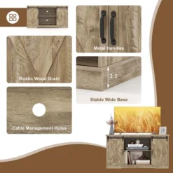 Costway TV Stand Farmhouse Cabinet Sliding Barn Door Adjustable Shelves For TV Up To 65'' -Costway GUEST 65ef56c6 2790 460b bea3 8277db574550