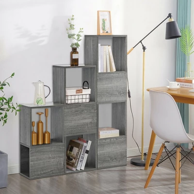 Costway Bookshelf Free Combination Bookcase Storage Organizer Display Shelf Gray 4 Costway Bookshelf Free Combination Bookcase Storage Organizer Display Shelf Gray - Image 2