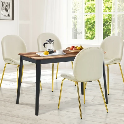 Costway 4PCS Velvet Dining Chair Accent Leisure Chair Armless Side Chair 4 Costway 4PCS Velvet Dining Chair Accent Leisure Chair Armless Side Chair - Image 2