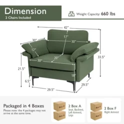 Costway Set Of 2 Upholstered Single Sofa Fabric Accent Armchair Metal Legs 14 Costway Set Of 2 Upholstered Single Sofa Fabric Accent Armchair Metal Legs -Costway GUEST 66242a77 4f17 422b bc0f fc6137d508ca