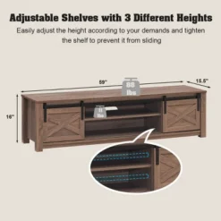Costway Sliding Barn Door TV Stand For TV's Up To 65'' Storage Shelf Entertainment Center -Costway GUEST 662717f9 2819 4133 8150 dfec97f7b394