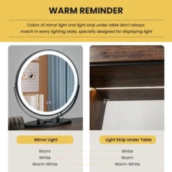 Costway Vanity Table Set 3-Color Dimmable Human Body Induction Light Charging Station -Costway GUEST 663b8969 b905 4ab7 98a6 874ac9255623