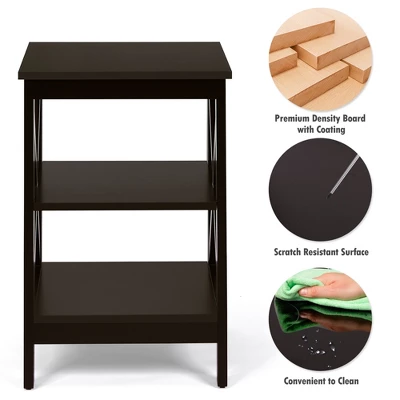 Costway 2 PCS 3-Tier Nightstand End Table X Design Storage Display Shelf Living Room 10 Costway 2 PCS 3-Tier Nightstand End Table X Design Storage Display Shelf Living Room - Image 8