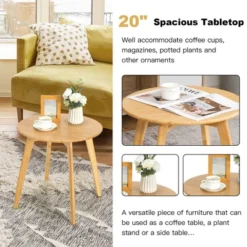 Costway Natural Round End Table Modern Stylish Side Table W/ 20'' Round Tabletop 18 Costway Natural Round End Table Modern Stylish Side Table W/ 20'' Round Tabletop -Costway GUEST 66449d6b c3fe 4c42 87c4 71480b518c40