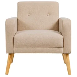 Costway Modern Accent Chair Upholstered Linen Armchair W/Rubber Wood Legs YellowBeigeGreyNavy -Costway GUEST 6699fa18 cd63 45a8 bd1c 4bc303afbf5f
