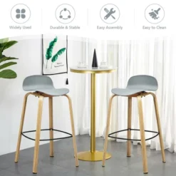 Costway Modern Set Of 4 Barstools 30inch Pub Chairs W/Low Back & Metal Legs Grey -Costway GUEST 66a11c65 5afc 4b68 a7b8 9d4b3ec6f9b9