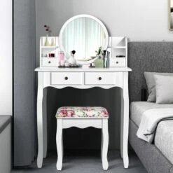 Costway Makeup Vanity Table Drawers Oval Dressing Table Kids Gift -Costway GUEST 66aacfb5 ae1a 413c 9f4a d6093d15dbe4