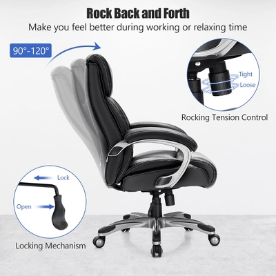 Costway 400LBS Big & Tall High Back Adjustable Swivel Leather Office Chair 7 Costway 400LBS Big & Tall High Back Adjustable Swivel Leather Office Chair - Image 5