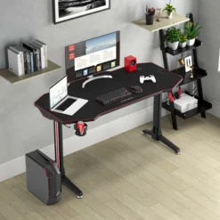 Costway 55'' Gaming Desk T-shaped Computer Desk W/ Full Mouse Pad & LED Lights -Costway GUEST 66ca092c eb35 437a b591 92abb1ffe79c