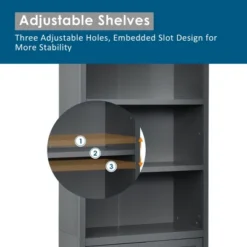 Costway Bookcase Shelving Storage Wooden Cabinet Unit Standing Bookcase W/Doors Gray -Costway GUEST 672947e1 5e5e 48c6 b35c bff473aa854b