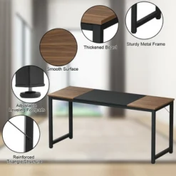 Costway 63'' Dining Table Rectangular Two-Tone Kitchen Table For 6 People W/ Metal Frame -Costway GUEST 674bc46e 88b3 4dd1 8def cb45f948f0e2