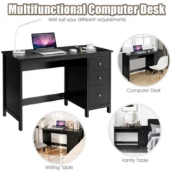 Computer Desk Study Writing Desk Home Office Workstation With 3 Drawers WhiteBlack -Costway GUEST 6755844c d2ba 40f4 ba2e 18ad4d1a8d5e