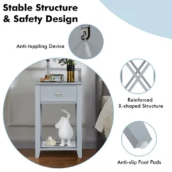 Costway Bedside Sofa End Table Nightstand With Drawer For Living Room Bedroom Grey/Black/White -Costway GUEST 6756cdb8 89f6 4f73 830d fb3d09099101