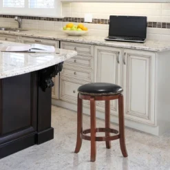 Costway 24'' Swivel Bar Stool Leather Padded Dining Kitchen Pub Bistro Chair Backless -Costway GUEST 6770a11c 7e3c 4ac7 b773 7bf4b70c1912