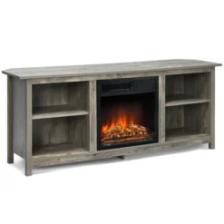 Costway 58'' 2-Tier Fireplace TV Stand W/18'' Electric Fireplace Grey Up To 65'' -Costway GUEST 678e05e3 9af5 4cca 9d17 8f44232ca79a