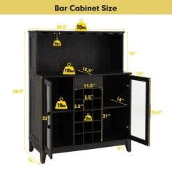 Costway 2-Door Buffet Bar Cabinet Kitchen Storage Sideboard Wine Rack Glass Holder GreyBlack -Costway GUEST 67929808 50b2 40ee 83fa 2ba10b41a49b