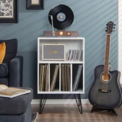 Costway Record Player Stand Turntable Stand Display Shelf 21" L X 18" W X 34"H White -Costway GUEST 67cf3d52 c362 4b0a b795 a64c2565400f