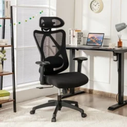 Costway Reclining Mesh Office Chair Swivel Chair W/ Adjustable Lumbar Support