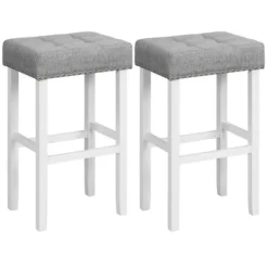 Costway Set Of 2 Bar Stools Tufted Upholstered Counter Height Chairs With Rubber Wood Legs -Costway GUEST 68245b23 4ba6 4d61 93ae f2a1484355e0
