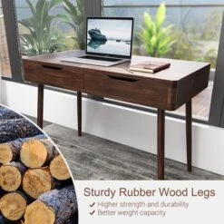 Costway Mid-Century Computer Desk Study Workstation Study Laptop Table 2 Drawers -Costway GUEST 684855a7 3536 4716 8a43 ec6e82946974