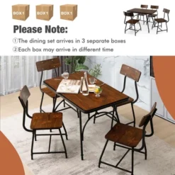 Costway Dining Table Set 5-Piece Kitchen Dining Table Set Rectangula For 5 W/Metal Frame -Costway GUEST 68494efe 1df4 410b 80bc 8e39b246d37d