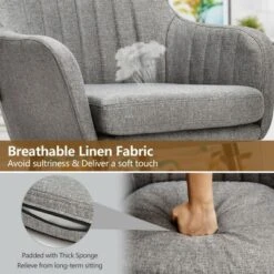 Costway Set Of 2 Accent Chairs Fabric Upholstered Armchairs W/Wooden Legs Beige/Gray 19 Costway Set Of 2 Accent Chairs Fabric Upholstered Armchairs W/Wooden Legs Beige/Gray -Costway GUEST 684eaf6f 1178 4276 ae23 643a1d292e64