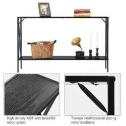 Costway 2 Tier Console Table Narrow Accent Side Entryway Table Metal Frame Black -Costway GUEST 685efd05 34d3 4d12 8c5b 6b5bbb74642a