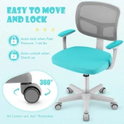 Costway Auto Lock Kids Mesh Chair With Armrests Height Adjustable 360-Degree Swivel PinkBlue -Costway GUEST 689d2711 ca41 467f aadd b7f0c750d685