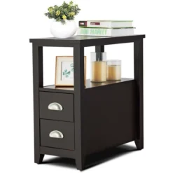 Costway End Table Space-Saving Rectangular Bedside Table W/ 2 Drawers & Shelf Espress -Costway GUEST 68b1021a bac4 4517 b669 7c9e54c3631c