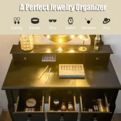 Costway Vanity Set Makeup Dressing Table W/5 Drawers 12 LED Bulb Black -Costway GUEST 68b79d0e 2592 4d43 977e 1c13c4b0b98c