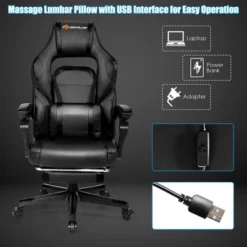 Costway Massage Gaming Chair Reclining Racing Computer Office Chair With Footrest White BlackBlueRed -Costway GUEST 6903a522 f319 42d2 8d69 5e609584e9cc