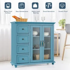 Costway Buffet Sideboard Table Kitchen Storage Cabinet W/ Drawers & Doors WhiteBlueGreen -Costway GUEST 69065e44 1e48 4b90 a7a8 6f10ecfc75ab