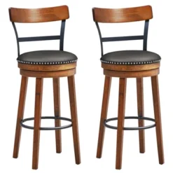 Costway Set Of 2/4 BarStool 30.5'' Swivel Pub Height Dining Chair With Rubber Wood Legs -Costway GUEST 690b0d53 1031 4fc8 a160 909d51ed9d0f