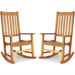 Costway 2PCS Wood Rocking Chair Porch Rocker High Back Garden Seat Indoor Outdoor -Costway GUEST 6921e2e1 2191 4707 a122 8e5834fe27b6