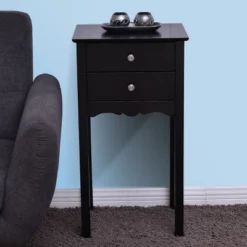 Costway Side Table End Accent Table Night Stand W/ 2 Drawers Furniture Black -Costway GUEST 6938ea4d 0822 4e2c 9df9 ab550653cf08