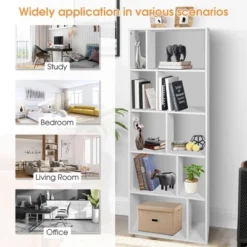 Costway 5-tier Wood Bookcase 66'' Tall Open Storage Shelf Display Rack W/10 Compartments -Costway GUEST 69460a2a 8f97 4d26 a397 9f4bb3eb8fc4