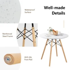 Costway Dining Table Round White Modern Dining Table 31.5'' W/Solid Wooden Leg For Kitchen -Costway GUEST 699bdd19 c379 4a9e b040 dd55b7e7c917