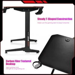Costway 55'' Gaming Desk T-Shaped Computer Desk W/Full Desk Mouse Pad&Gaming Handle Rack -Costway GUEST 69a5beb1 03c9 41c9 9c5c df95302f4c6a